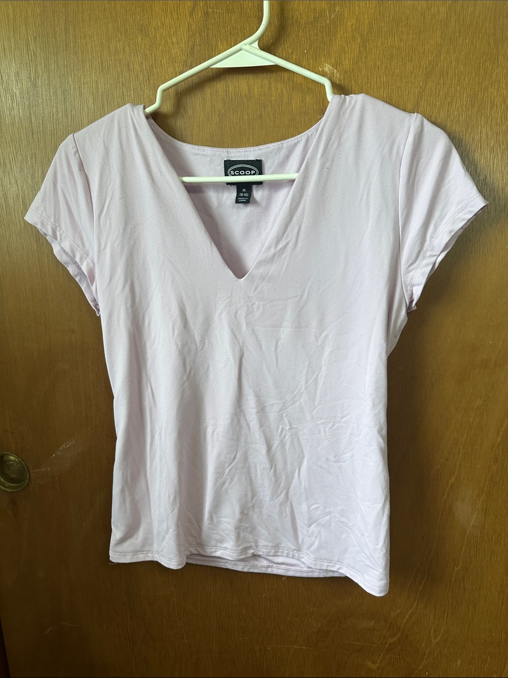 Scoop Soft Light Pink V-Neck Short Sleeve Tee